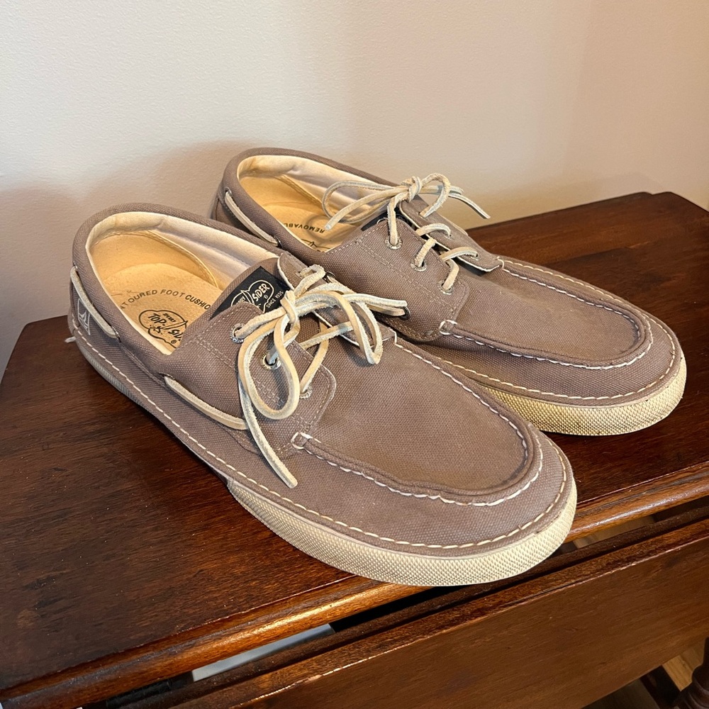 Sperry Tan Loafers with Cream Soles